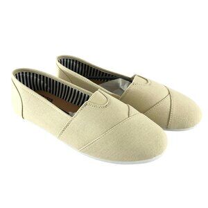 Ollio Womens Canvas Flats Espadrille Slip On Beige Size 8